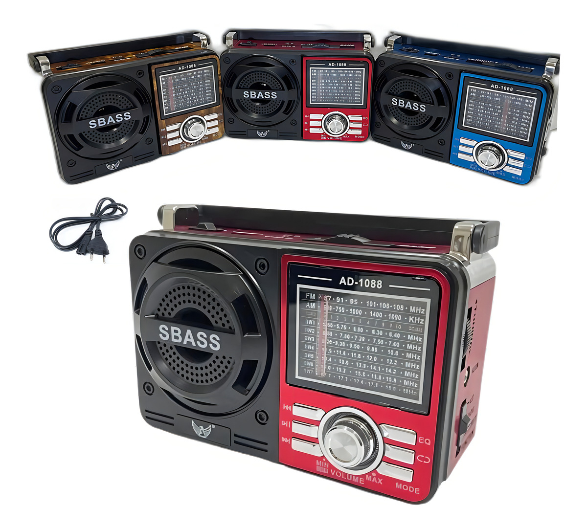 Rádio Vintage X-bass Portátil Fm Am Usb Aux Kapbom Cor Vermelho
