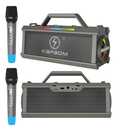 Caixa De Som Kapbom X32 120w Tws Rgb C/ 2 Microfones Sem Fio-Preto,127/220V(Preto,127/220V)