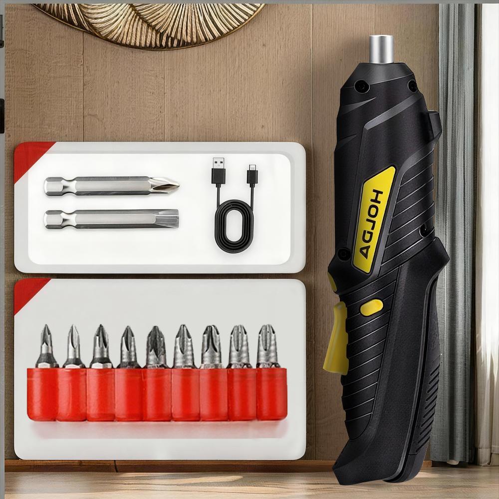 Chave de Fenda Elétrica com Iluminação LED, Ferramenta Portátil para Manutenção, Acompanha 10 Pontas