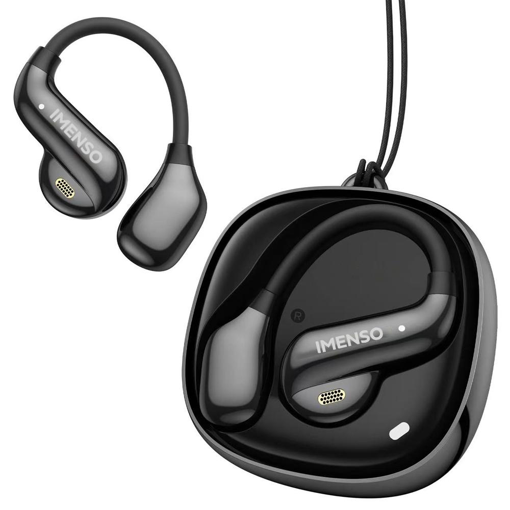 Fone de Ouvido Estéreo IMS à Prova d’Água, Bluetooth 6.0, Design Aberto, com Cancelamento de Ruído, Microfone Integrado, Carregamento Tipo-C, Chip D4 Atualizado, Compatível com Android e iOS, Ideal para Esportes, Música e Trabalho.(preto)