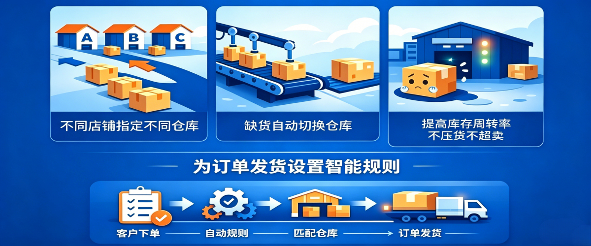 UpSeller智能分仓规则节省大量人工时间：每天至少省下 2 小时手动切仓、改单的重复工作，不用熬夜处理滞留缺货订单； 订单处理效率翻倍：缺货订单自动分流，无需人工筛选、改单、重推，客服不用反复安抚催单买家； 优化资金与库存：订单智能均衡分配，不会出现单一仓库爆单、其他仓库囤货滞销，降低仓储压货成本，杜绝超卖罚款； 稳定店铺运营数据：订单不会因缺货滞留取消，买家流失率下降，物流时效、店铺评分稳步提升。