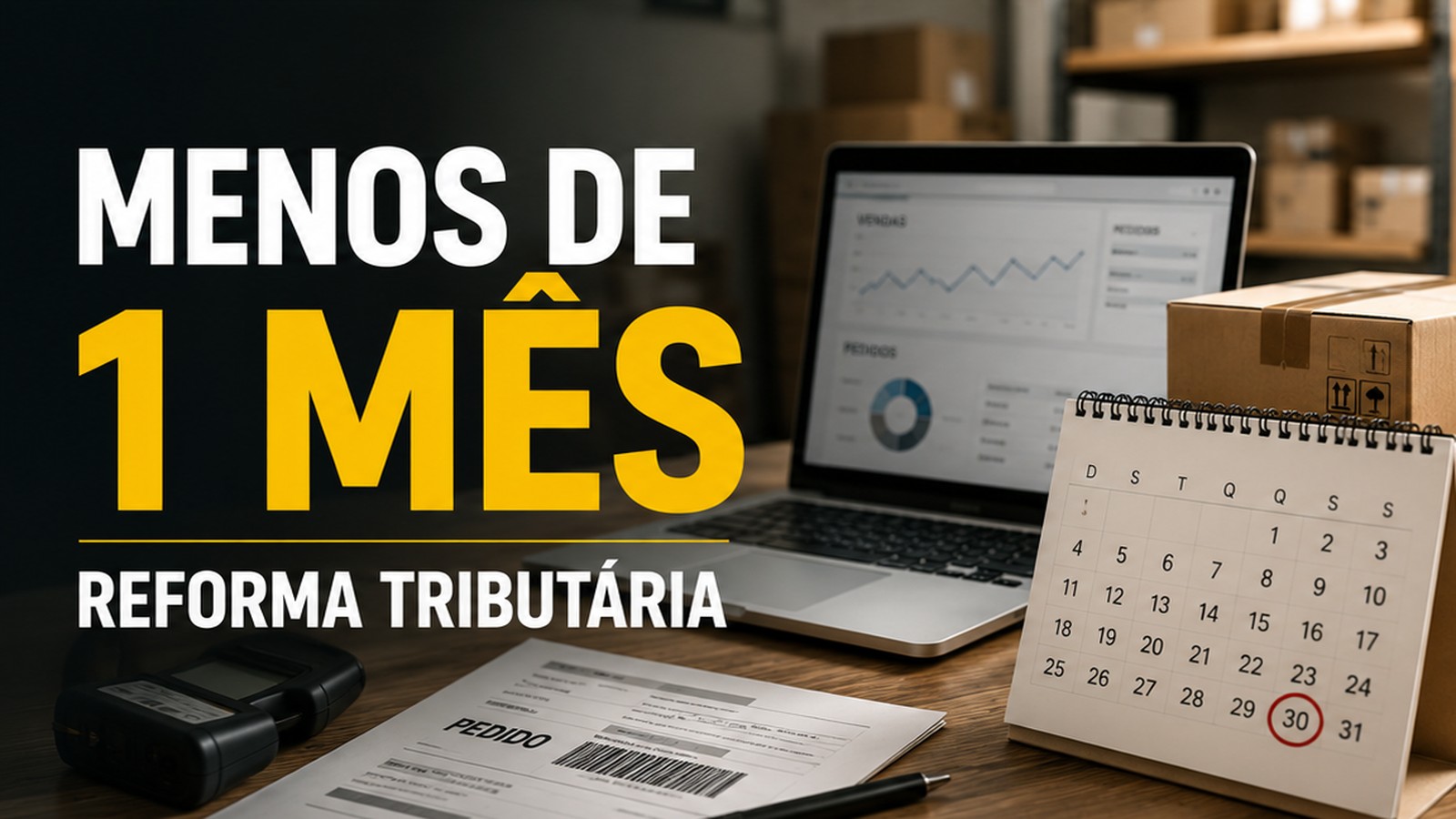 E-commerce diante da Reforma Tributária, com calendário indicando prazo próximo para decisão e impactos sobre empresas e operações de comércio eletrônico