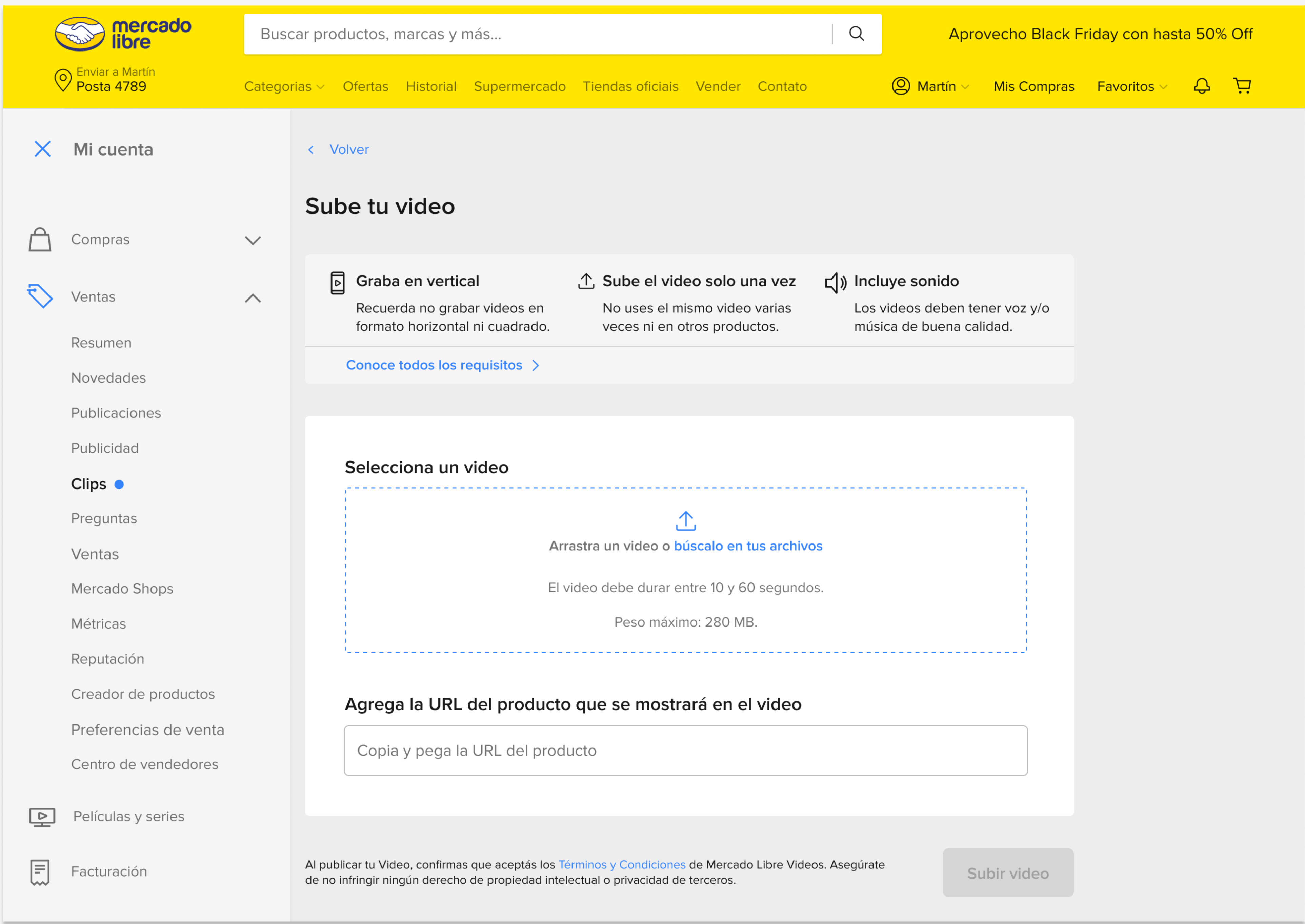 Cómo puedo subir un Clips video a Mercado Libre