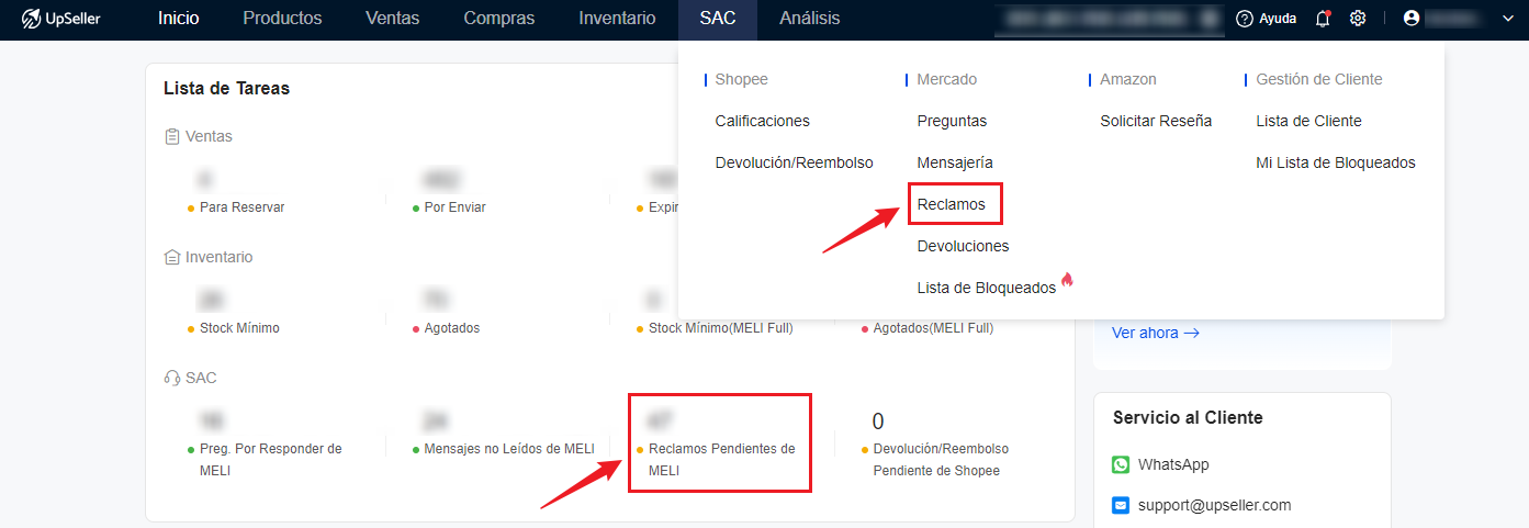 Con UpSeller ERP podrías gestionar los reclamos en todas tus tiendas en un solo lugar, sin necesidad de estar revisando en cada tienda de Mercado Libre.