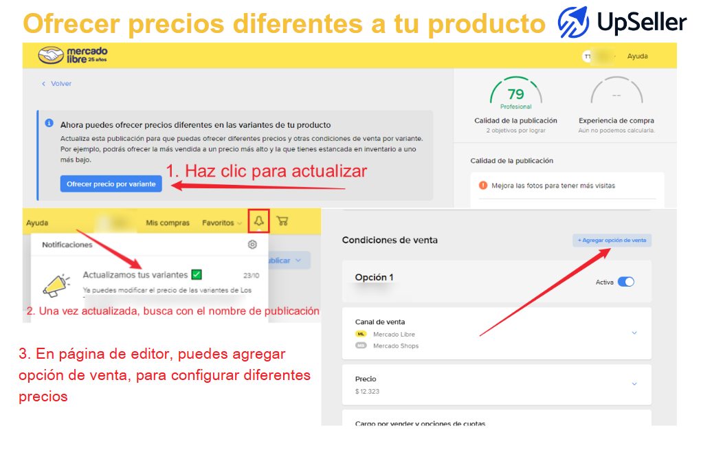Cómo ofrecer precios por variación en Mercado Libre