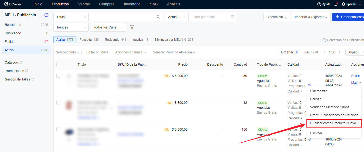 Duplicar publicación con un solo clic, cambiando un poco el titulo y descripición (aplicando palabara clave de tendencia, o de tu competidor que usa) para hacer una prueba de comparación