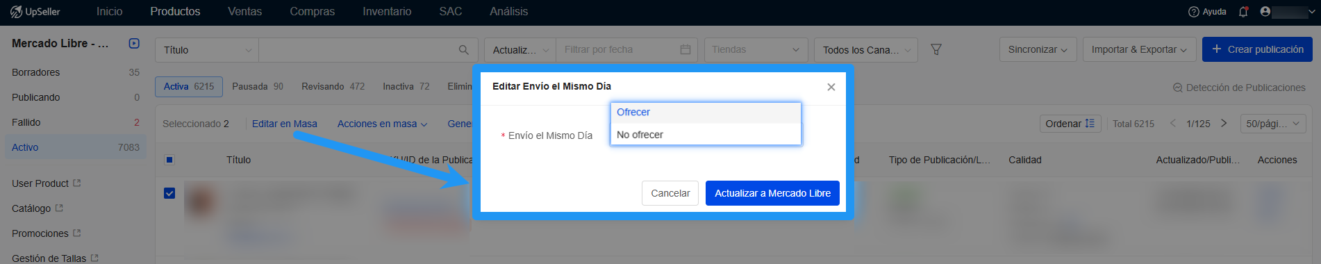 Ten en cuenta que este ajuste debe realizarse publicación por publicación en Mercado Libre.