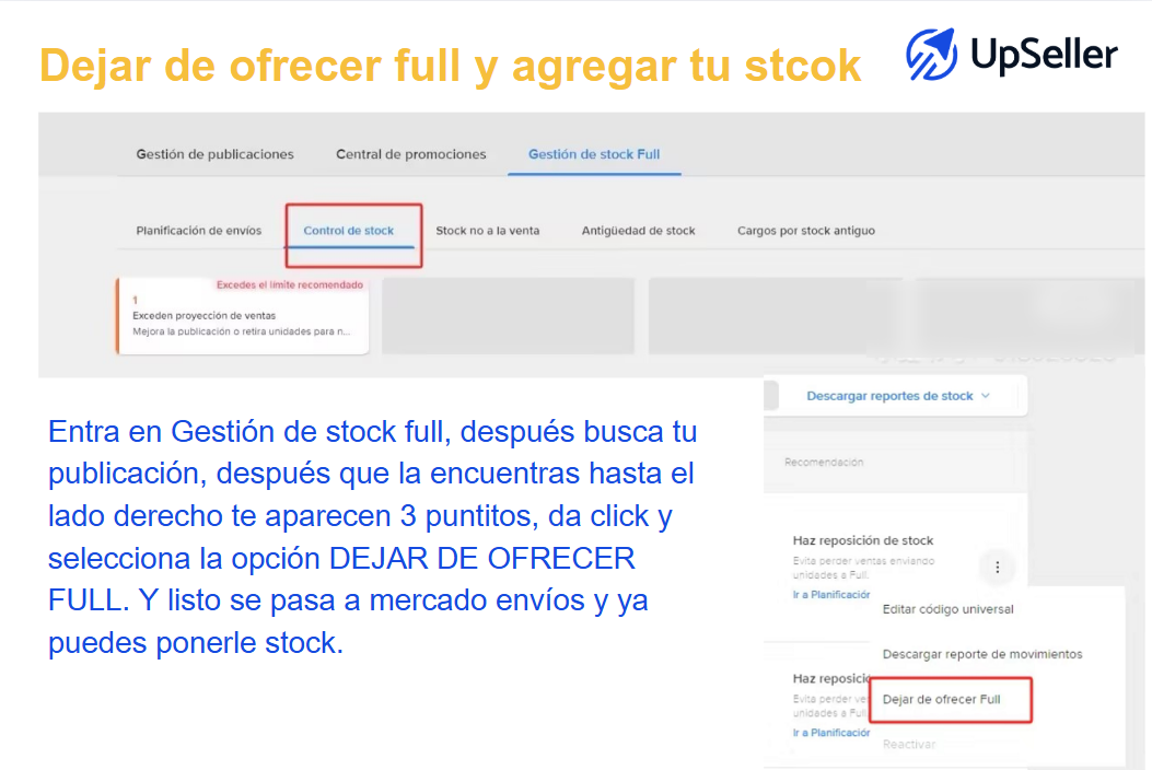 Dejar de ofrecer Full y configurar el producto para que no incluya esta opción logística.