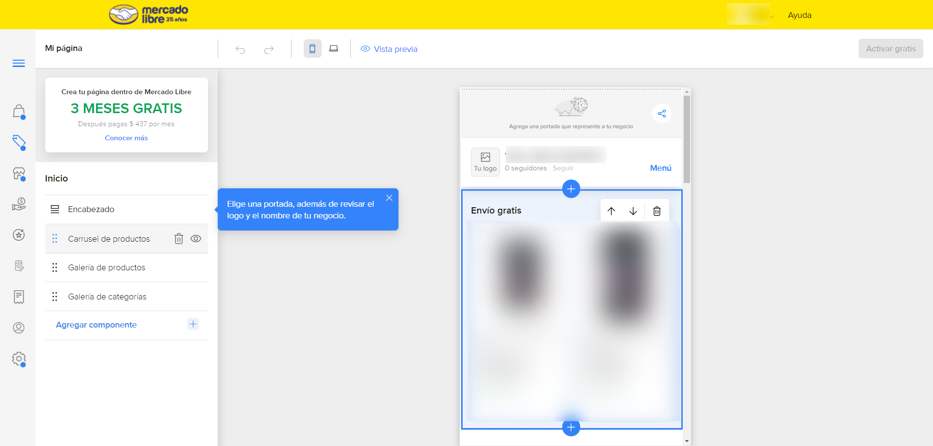 Mi página en Mercado Libre es una funcionalidad diseñada para que los vendedores puedan crear un espacio personalizado y exclusivo dentro de la plataforma. A través de esta herramienta, puedes darle un toque único a tu tienda añadiendo tu logo, una portada, banners, imágenes y videos, lo que permite destacar tu marca de manera profesional.