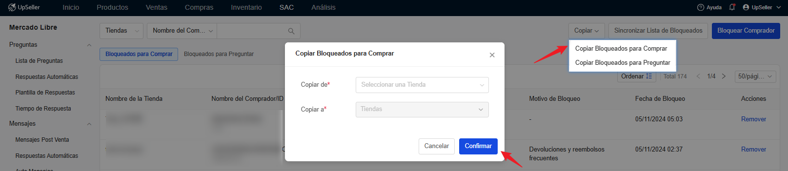Migrar la lista de bloqueados de Mercado Libre