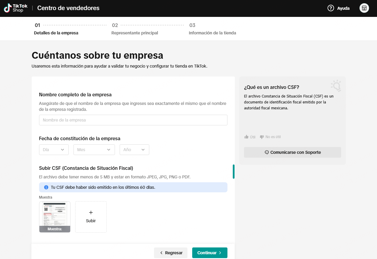 Completar la Solicitud de Registro de TikTok Shop México