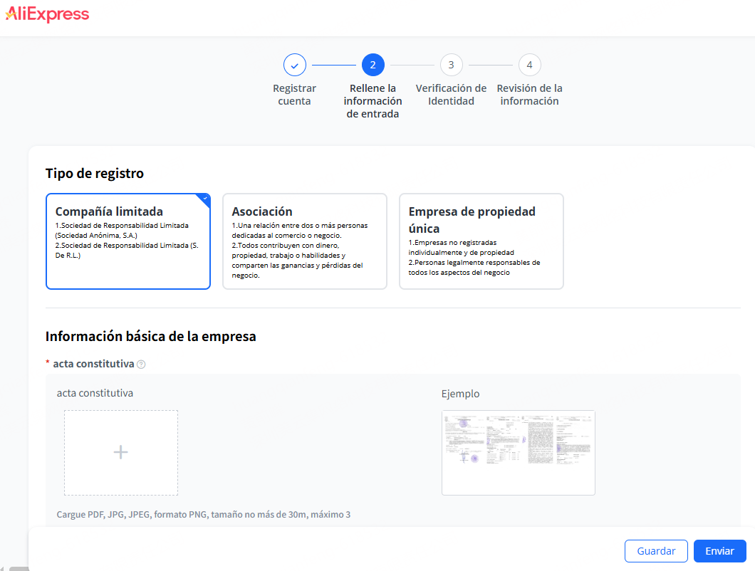 Completa la solicitud de registro de AliExpress México