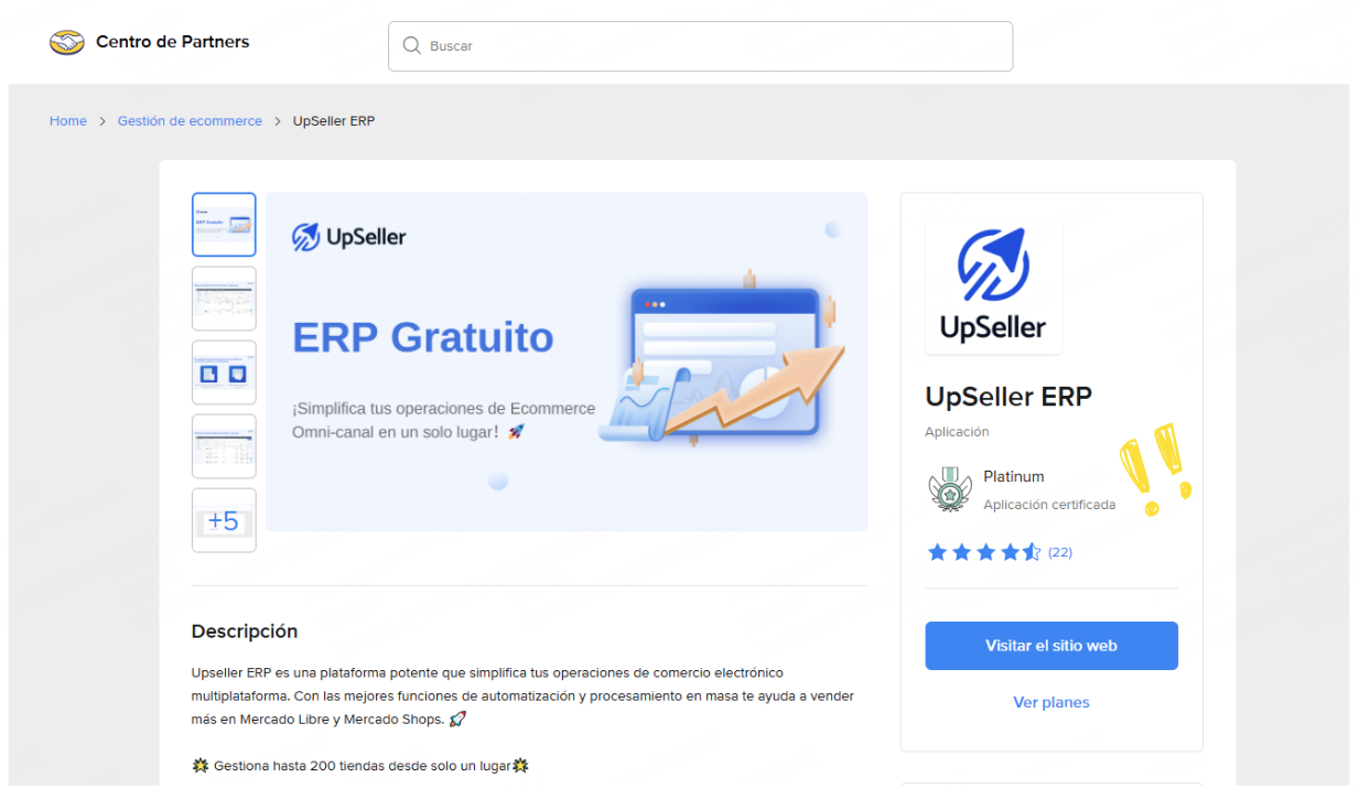 UpSeller aplicación certificada platinum por Mercado Libre