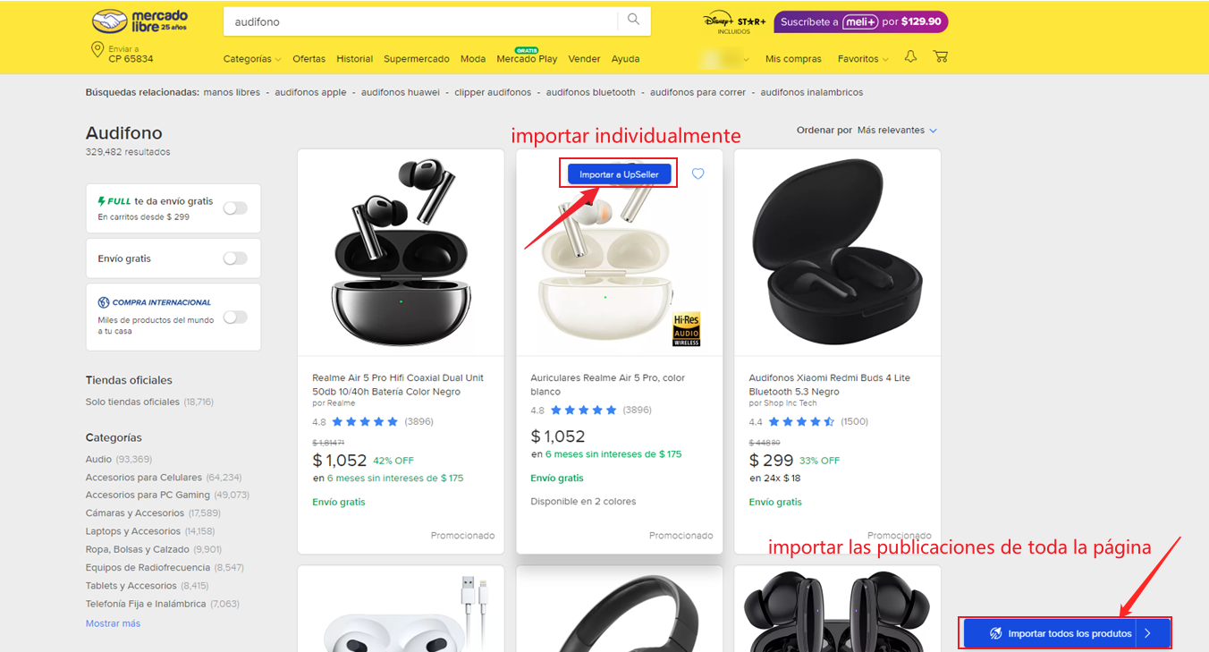 Buscar productos para importar