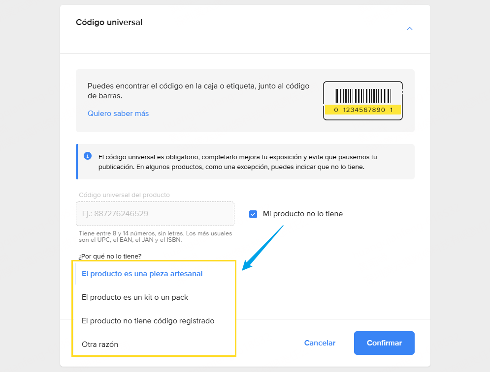 Qué hacer si mi producto no tiene código universal