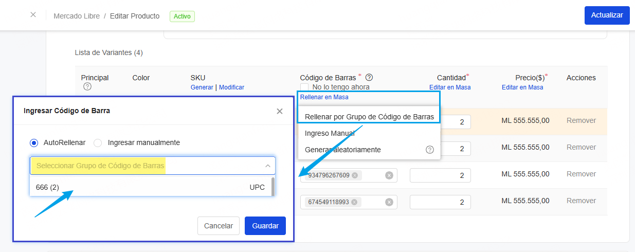 Usar códigos en tus publicaciones