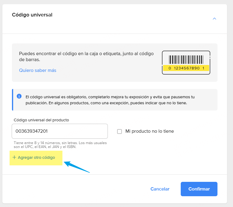 Cómo completar el GTIN en Mercado Libre
