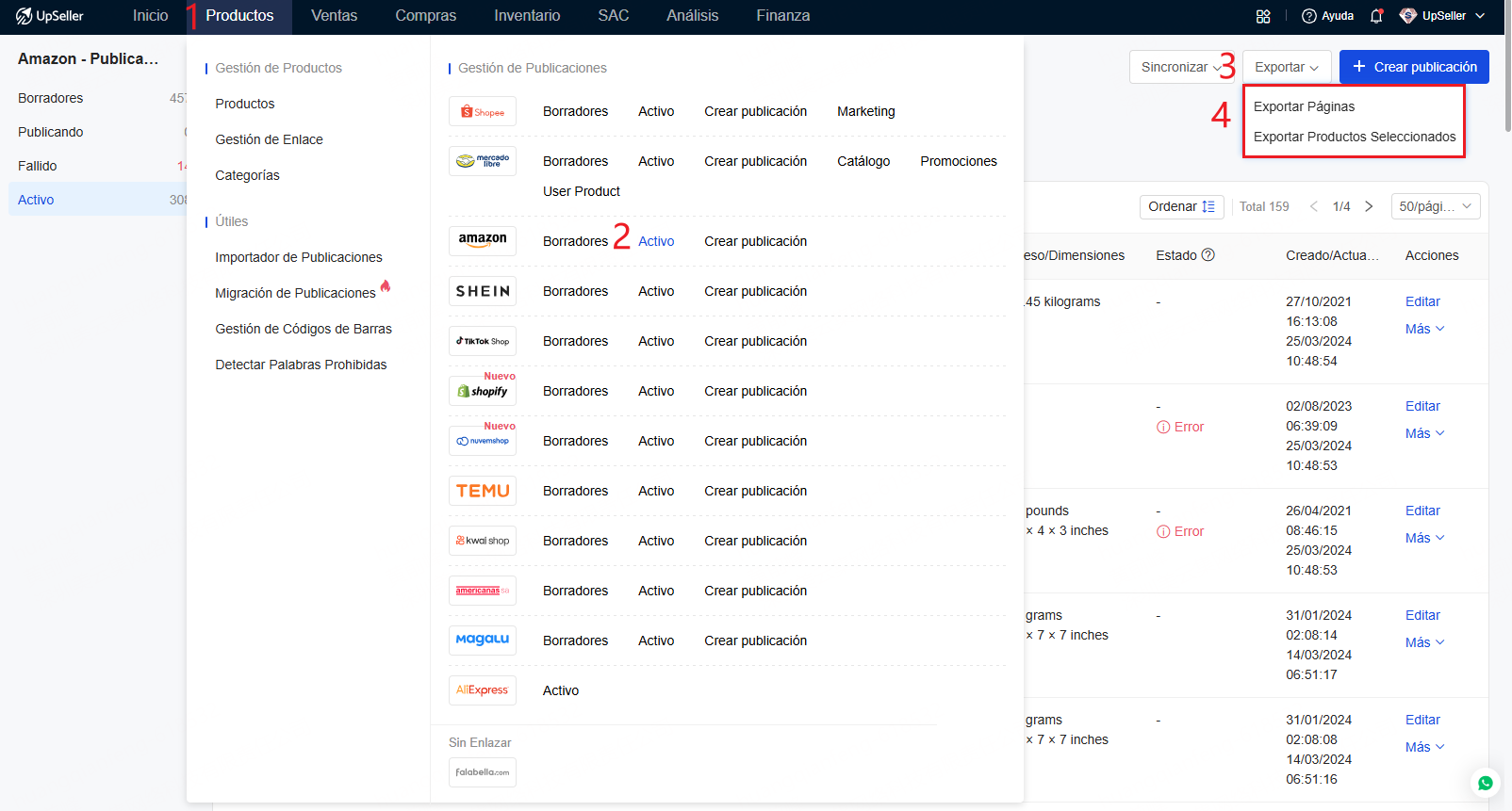 Herramienta para Exportar Publicaciones Activas de Amazon