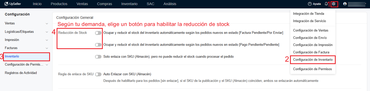 Habilita la reducción de stock
