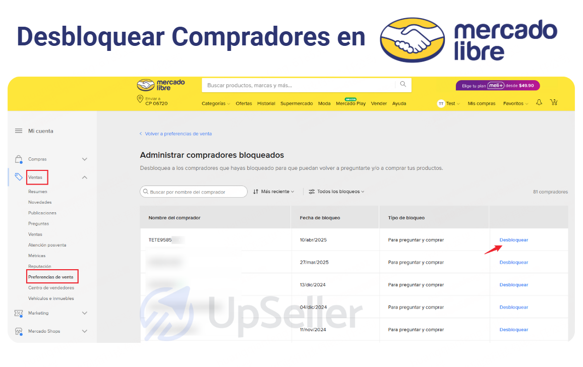 Se puede desbloquear a un comprador
