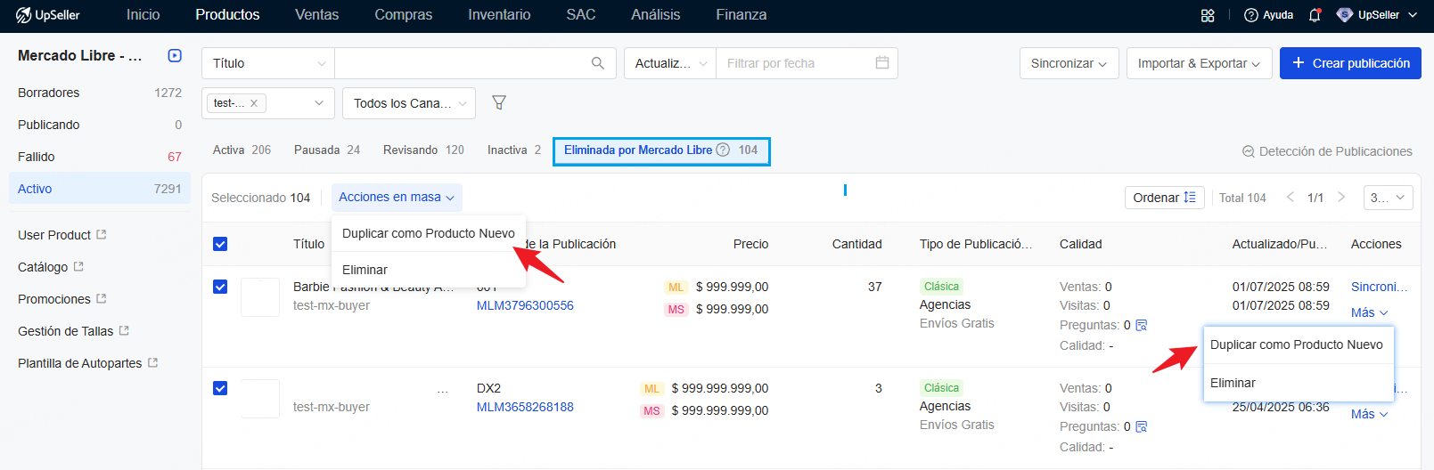 Duplicar publicación eliminada como nuevo producto
