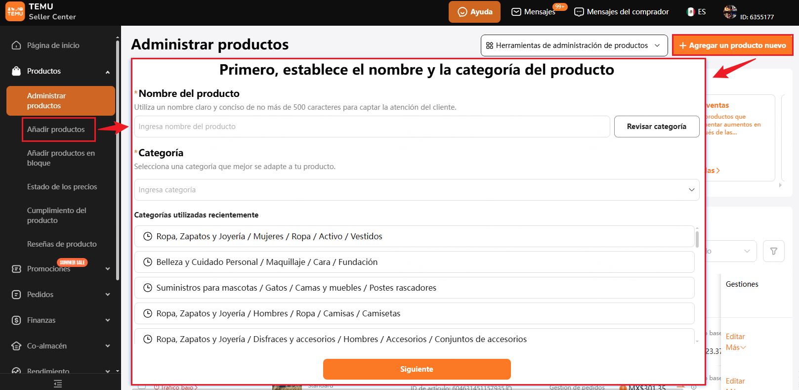 Publica producto en Temu México