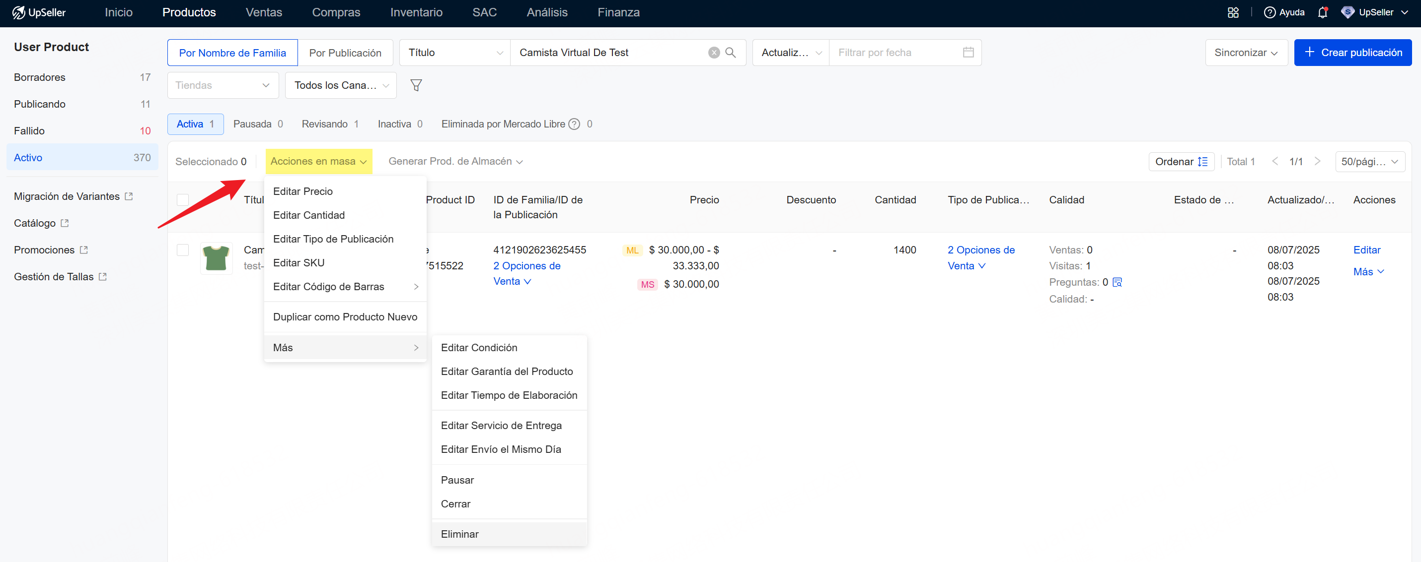 Edición Masiva Eficiente para User Product