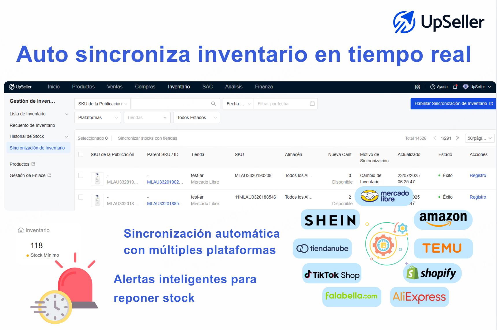 Auto sincroniza inventario en tiempo real