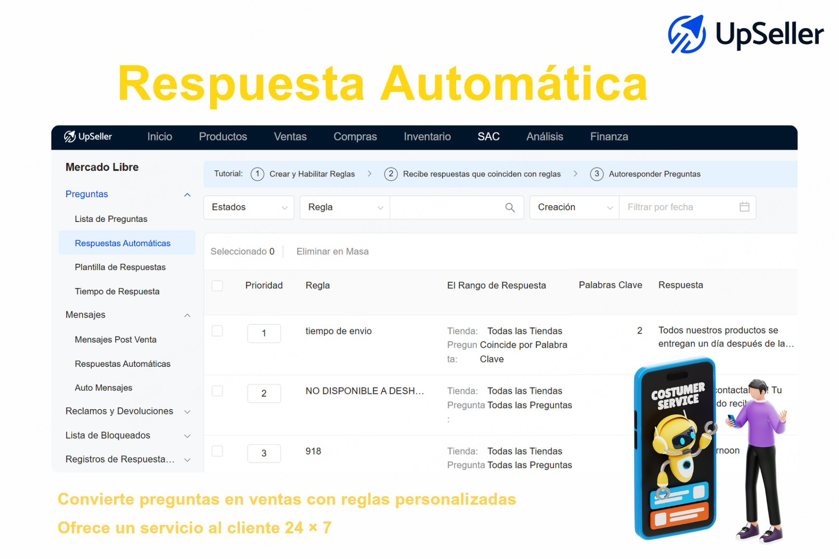 Convierte preguntas en ventas con respuestas automáticas