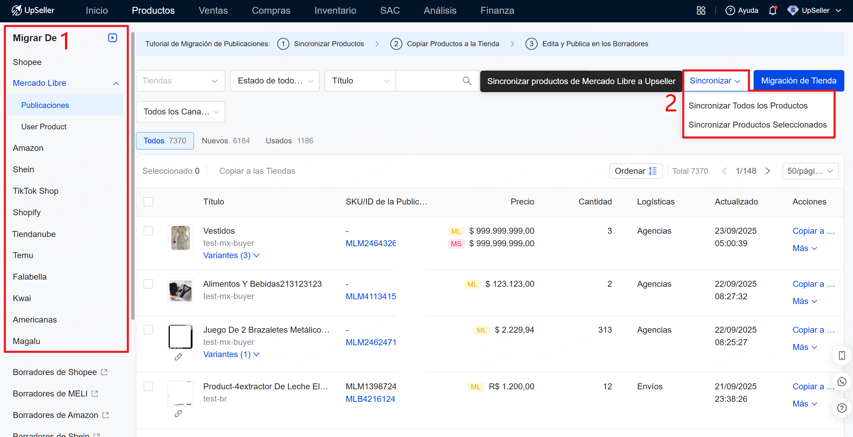 Sincronizar publicaciones para migrar de Mercado Shops a Shopify