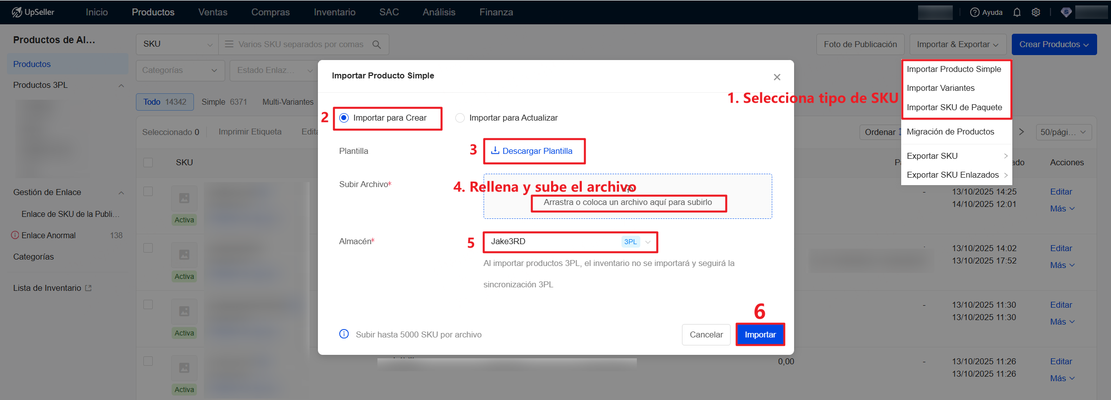 Cómo importar productos para crear productos 3PL en UpSeller