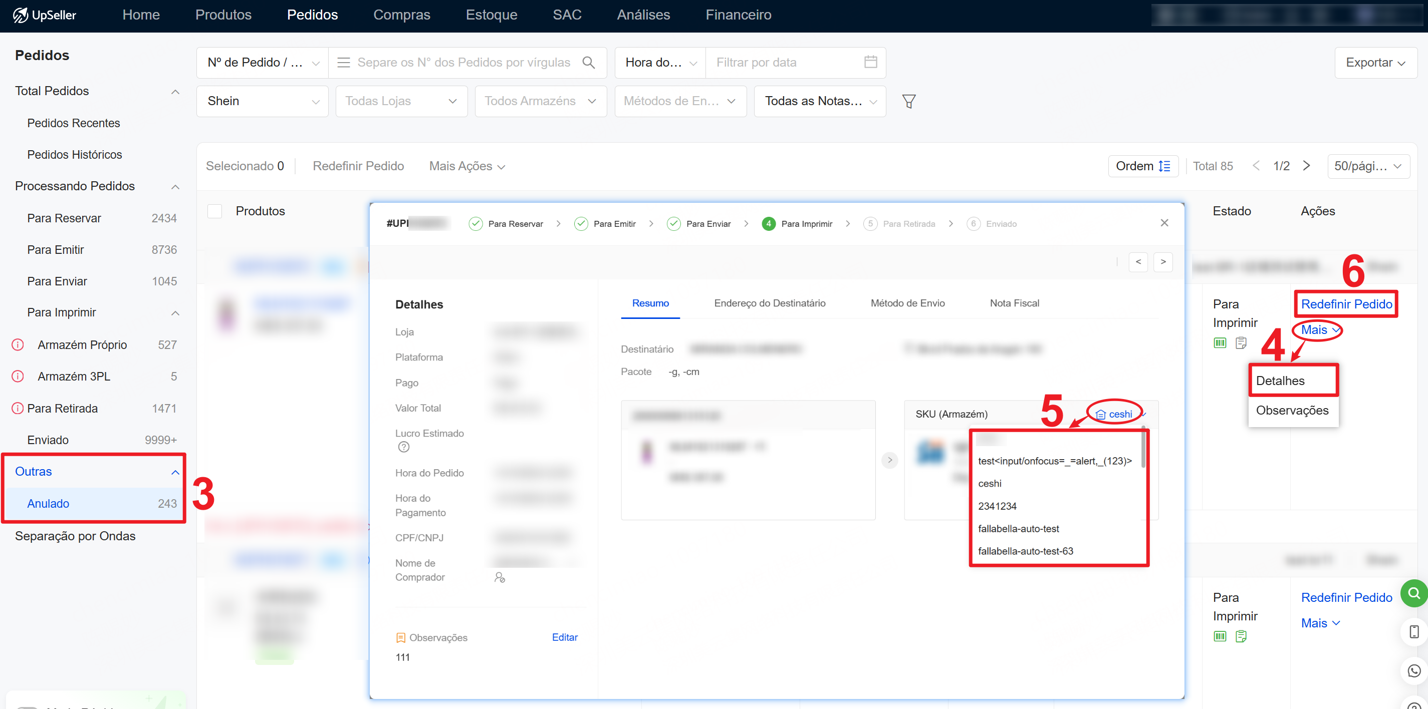 Como alterar o armazém de envio do pedido no UpSeller?