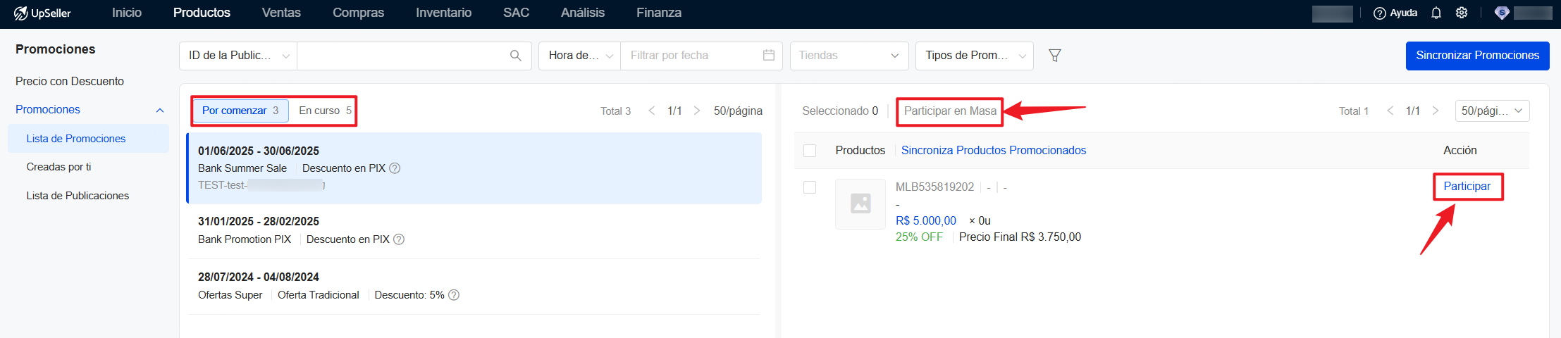 Cómo participar la central de promociones de Mercado Libre desde UpSeller ERP?