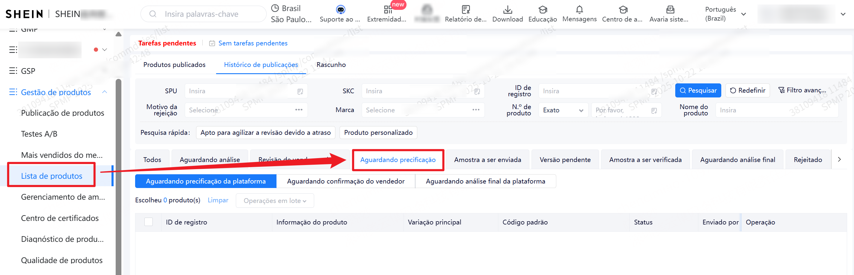 Erro: O limite de solicitações de preço (10) foi atingido.