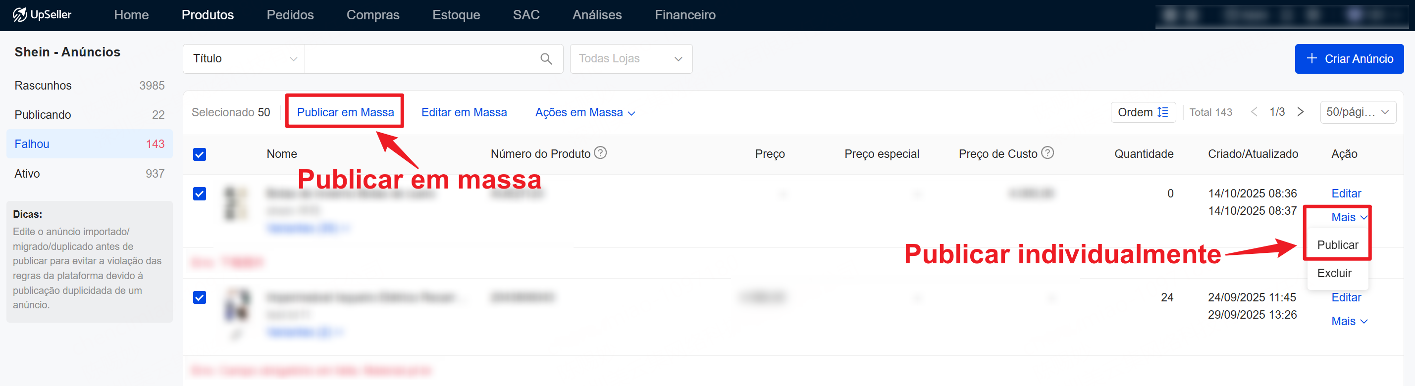 Como resolver no upseller o erro da shein: O limite de solicitações de preço (10) foi atingido.