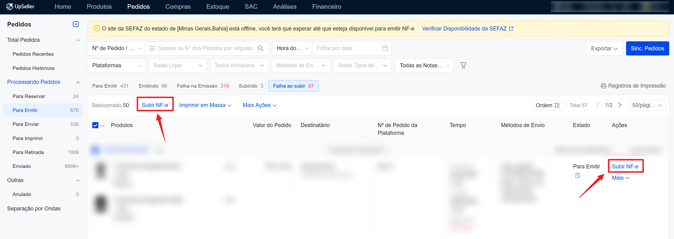 Seller's CNPJ not registered on SEFAZ as tax payer or its is disabled