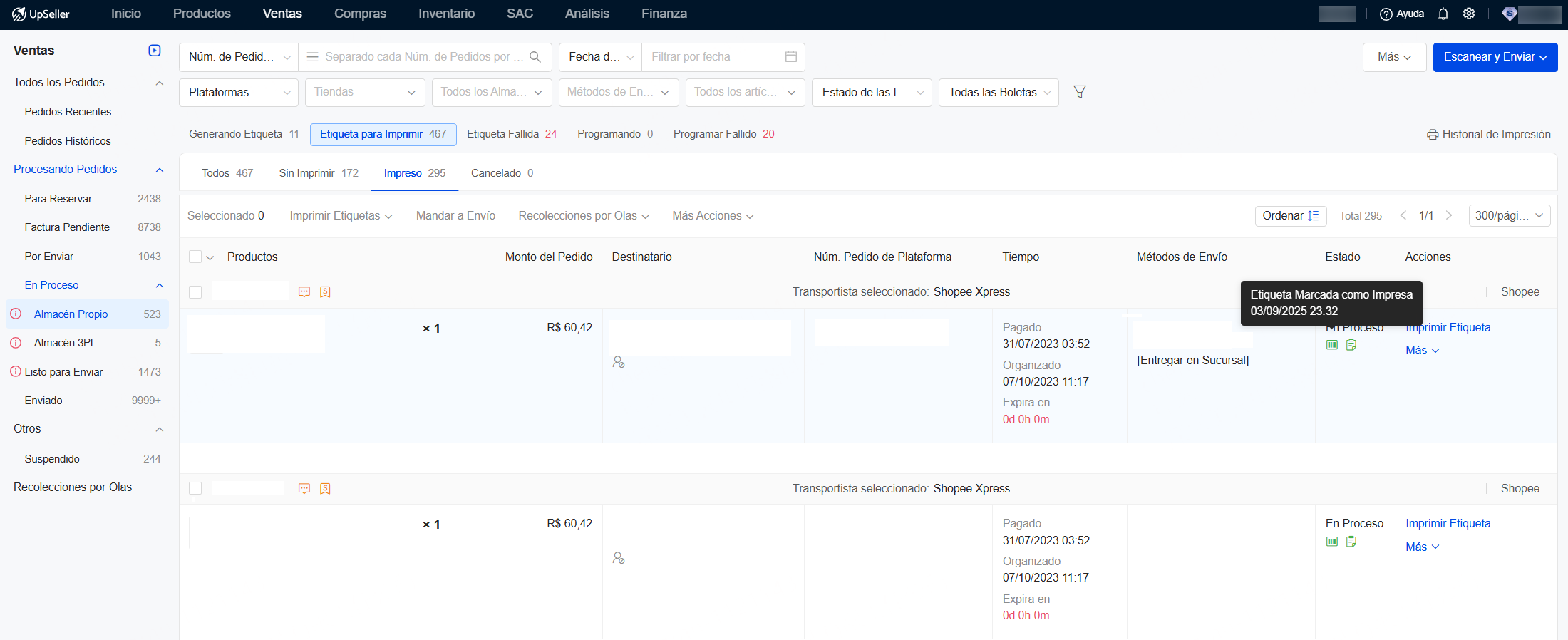 Por qué marcar Etiqueta o Pick List como impreso automáticamente?