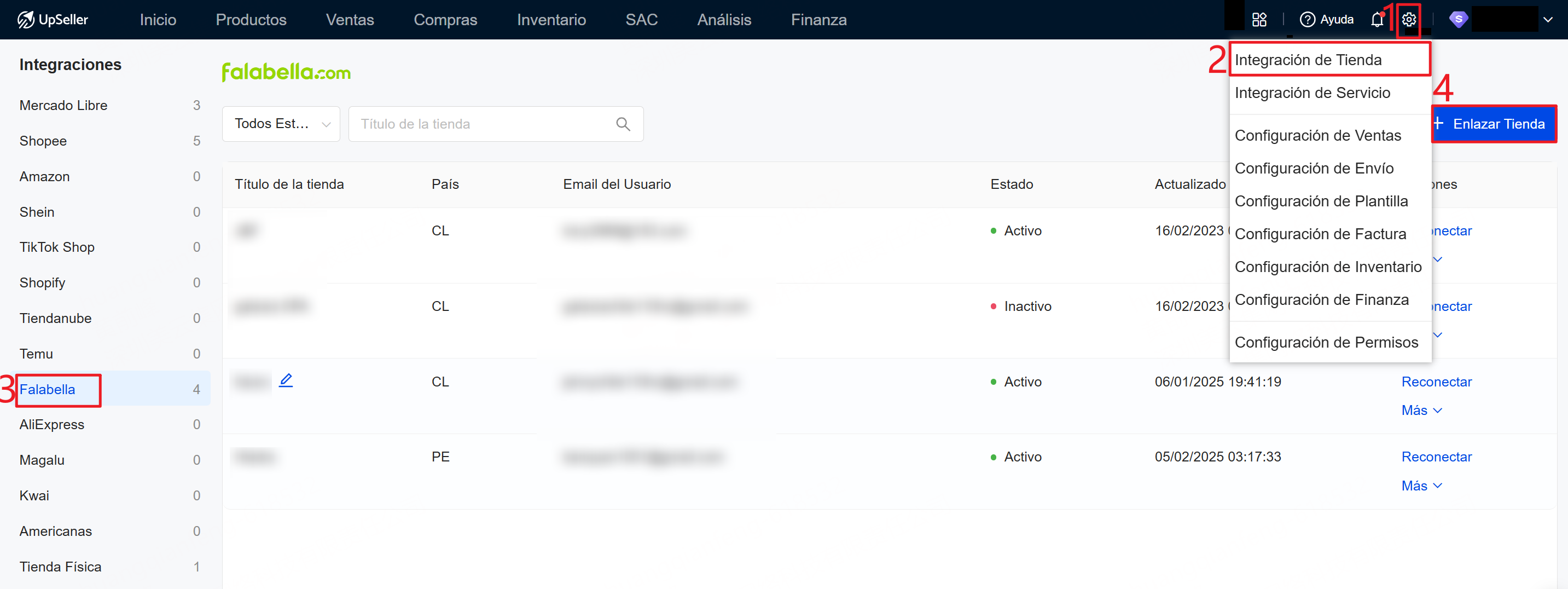enlaza falabella con UpSeller