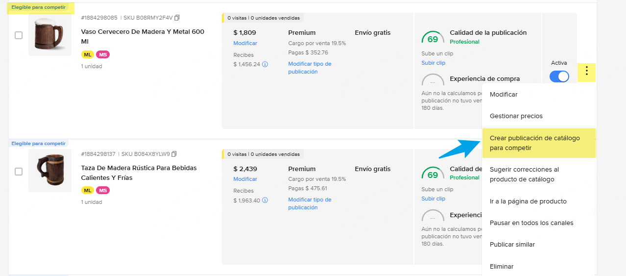 Publicaciones tradicionales elegibles para catalogo