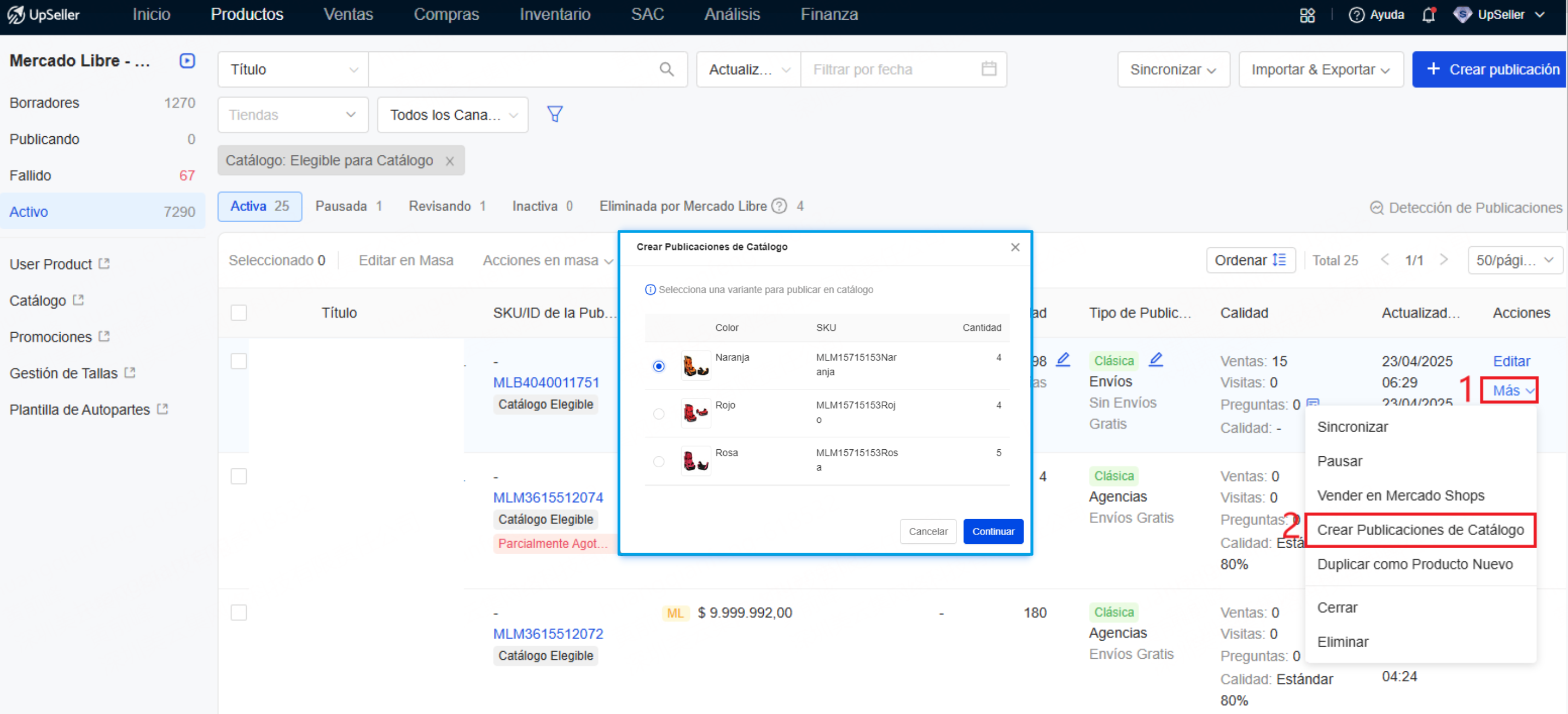 Crear publicación de catálogo