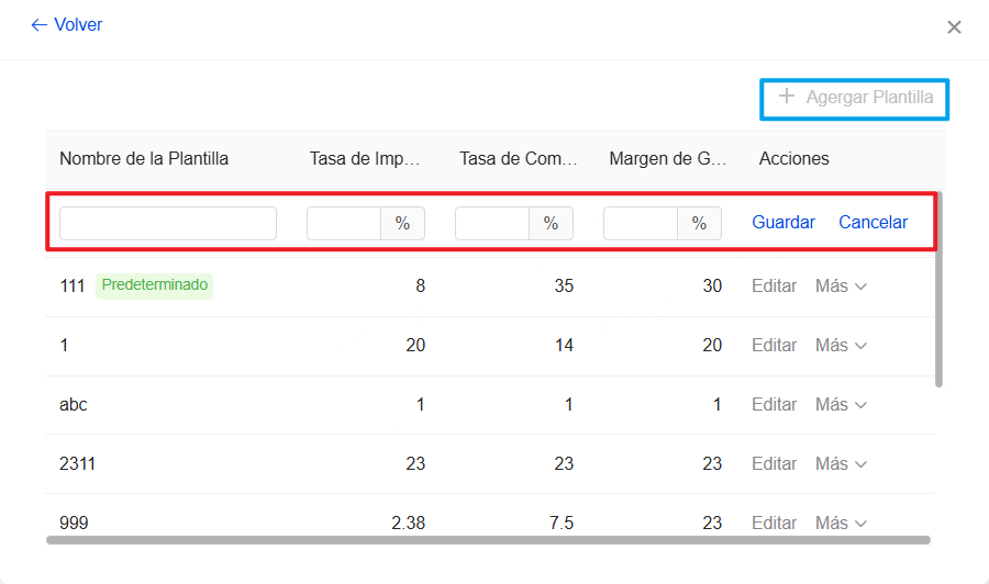 Configurar Plantilla de Simulador de Costos