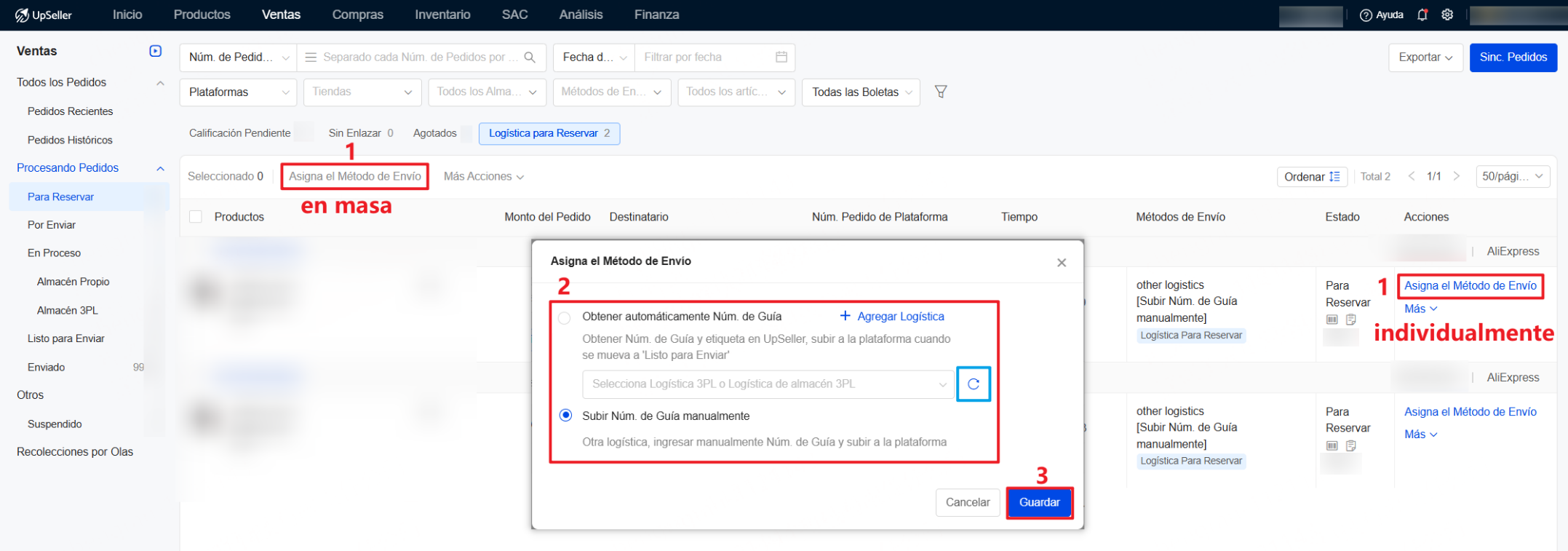 Asignar el Método de Envío
