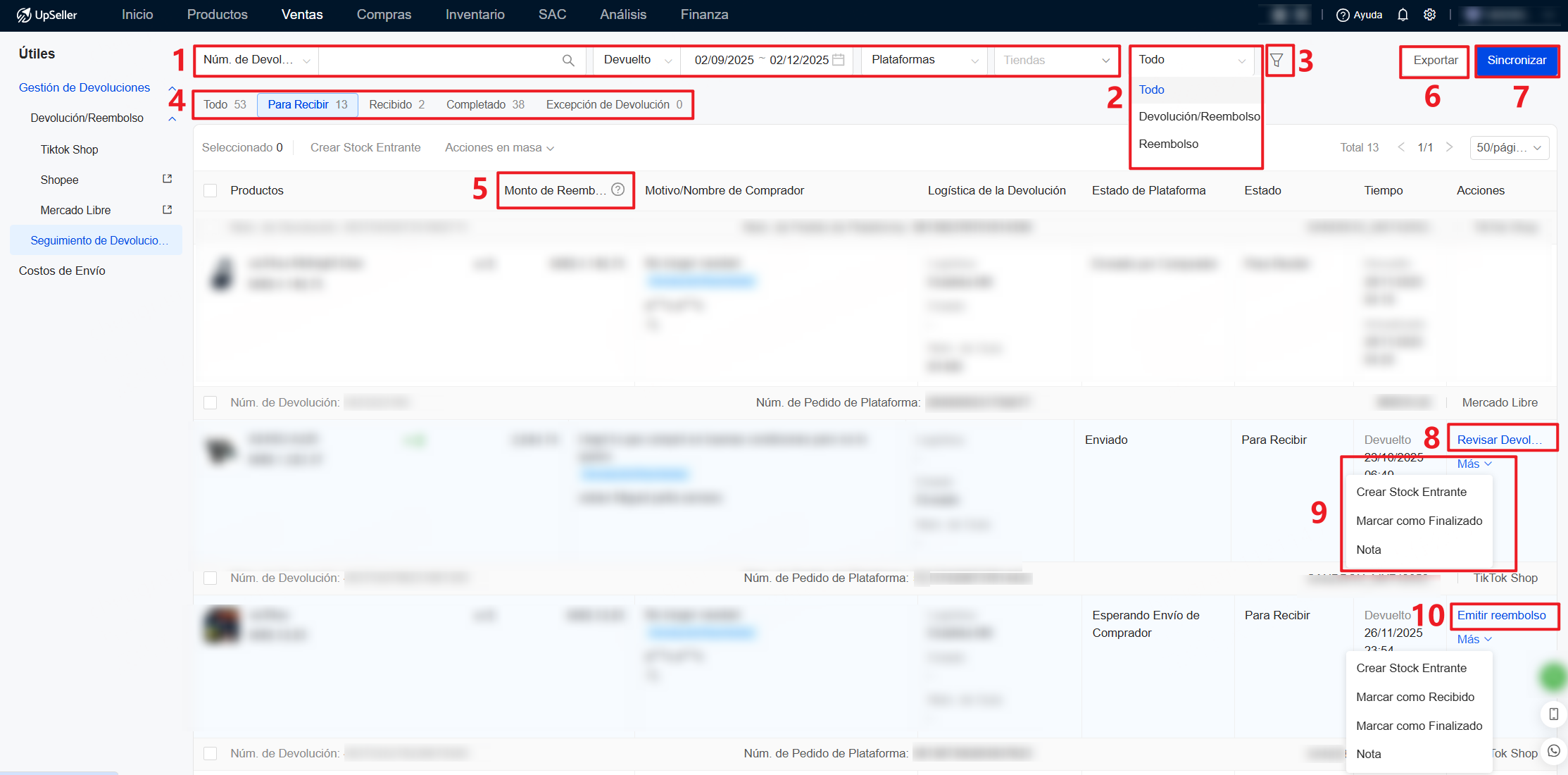 Introducción de la página de seguimiento de devoluciones