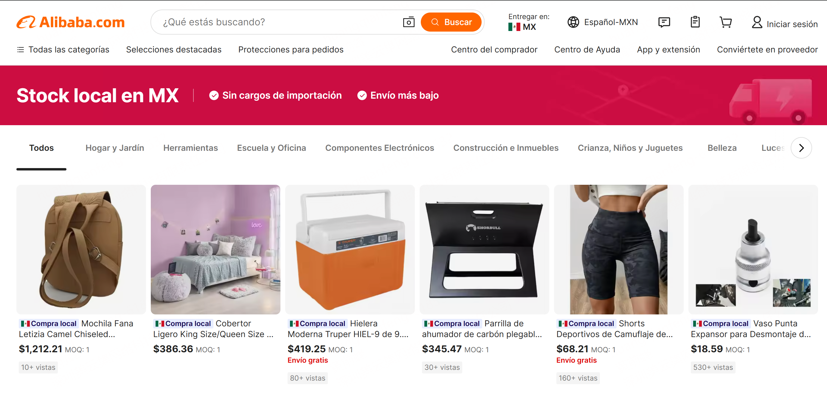 elige tus productos en alibaba