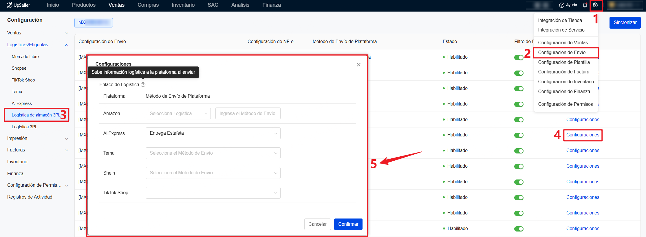 Envío por logística de almacén 3PL