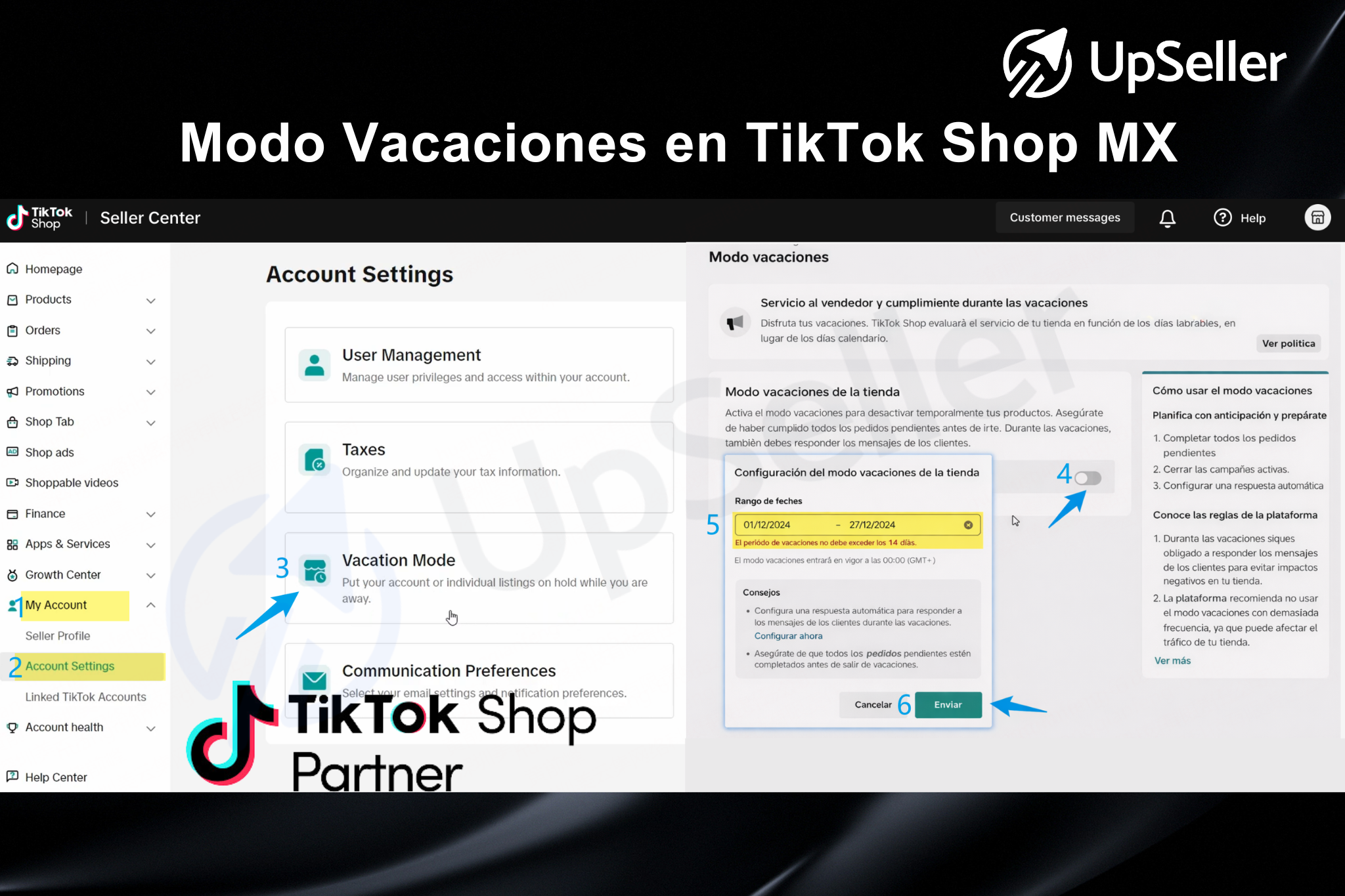 Cómo activar el Modo Vacaciones en TikTok Shop