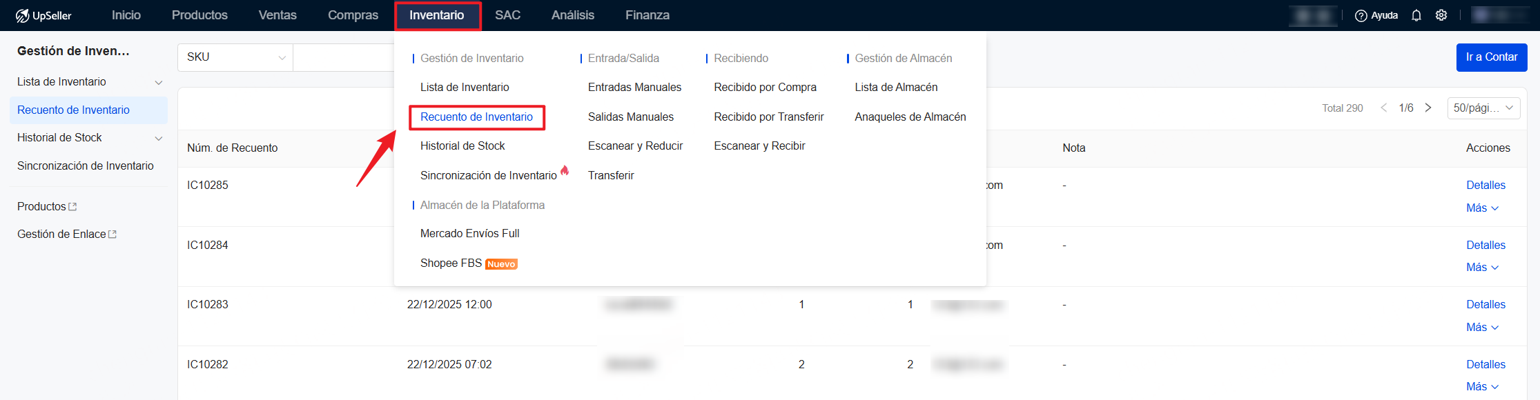 Corregir el inventario mediante Recuento de Inventario