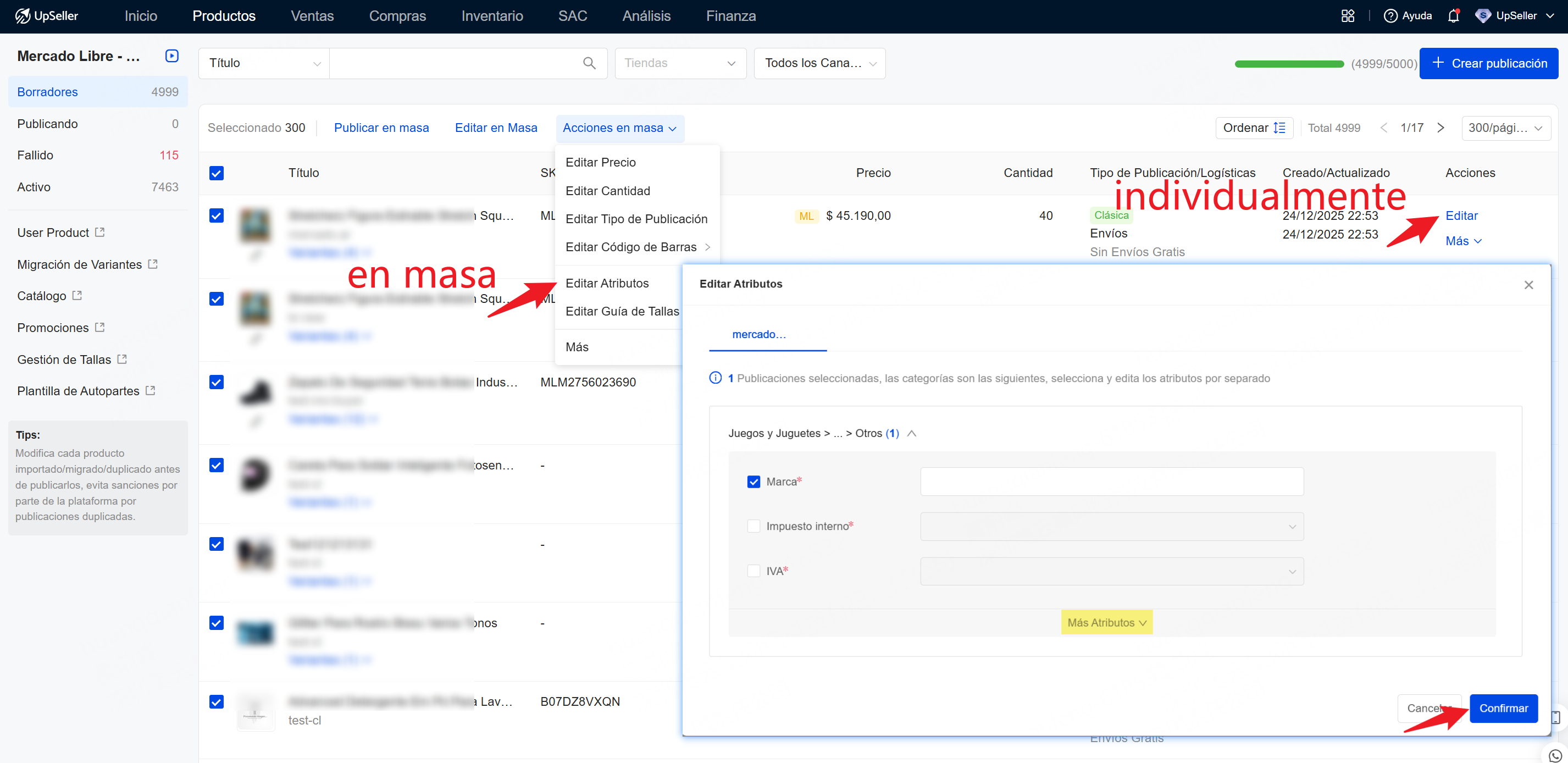 Cómo completar o editar los atributos