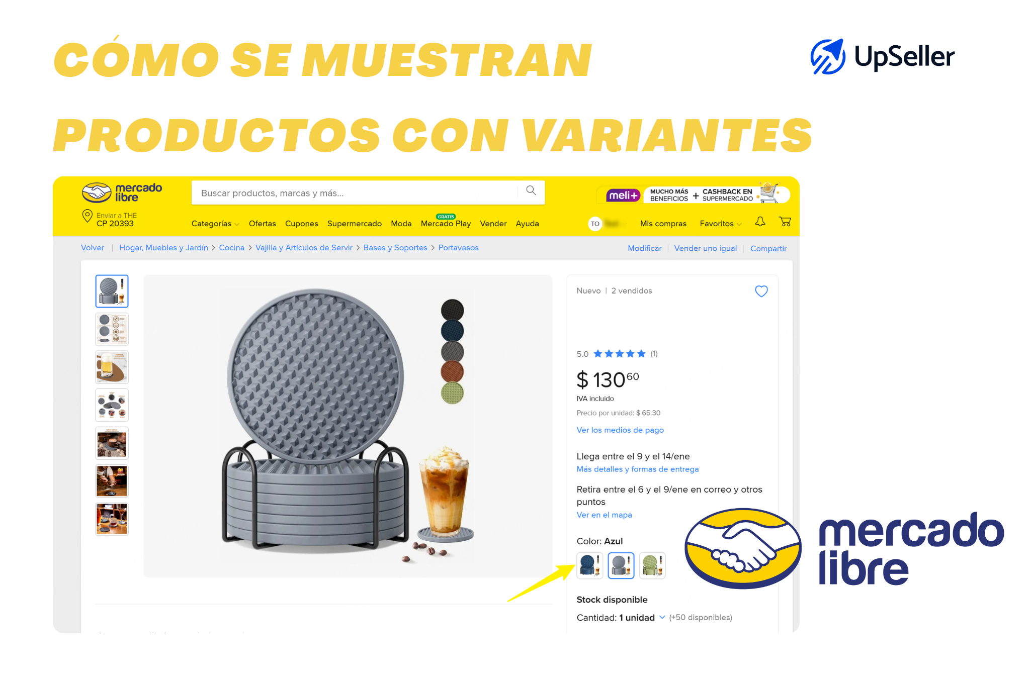 Cómo se muestran los productos con variantes en Mercado Libre