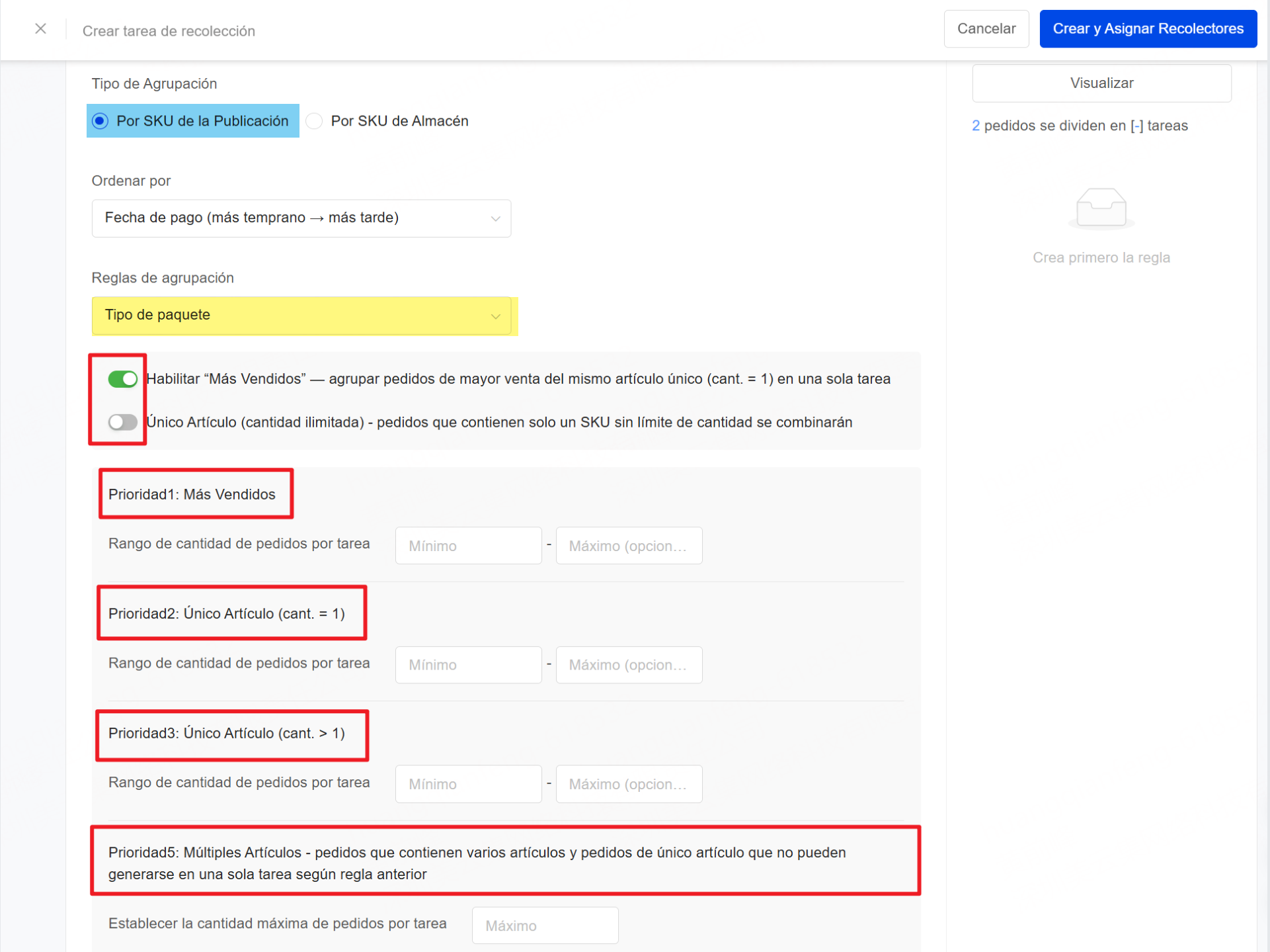 Habilitar “Más Vendidos” pero sin Habilitar Único Artículo (cantidad ilimitada)